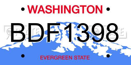 BDF1398 Washington License Plate