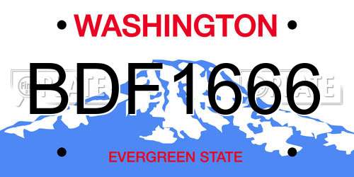 BDF1666 Washington License Plate