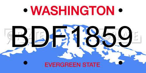 BDF1859 Washington License Plate