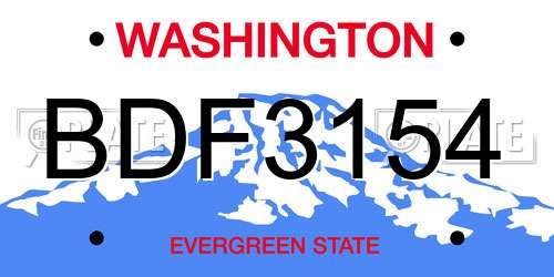 BDF3154 Washington License Plate