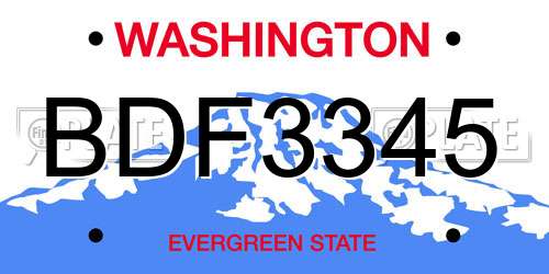 BDF3345 Washington License Plate