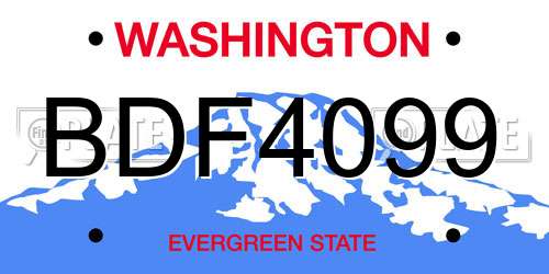 BDF4099 Washington License Plate