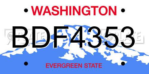BDF4353 Washington License Plate
