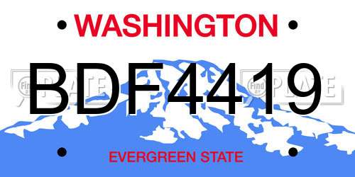 BDF4419 Washington License Plate