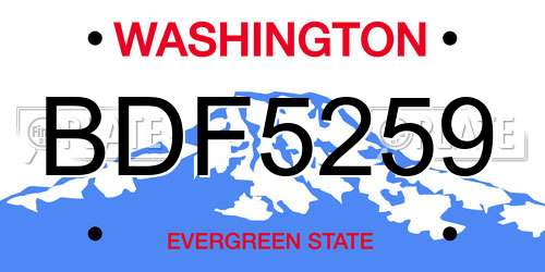 BDF5259 Washington License Plate
