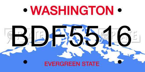 BDF5516 Washington License Plate