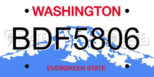 BDF5806 Washington License Plate