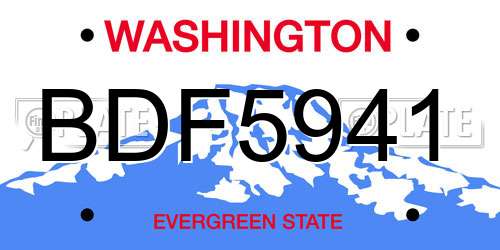 BDF5941 Washington License Plate