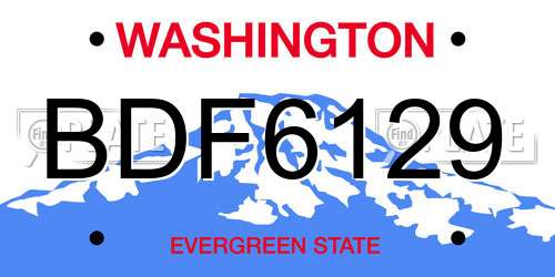 BDF6129 Washington License Plate