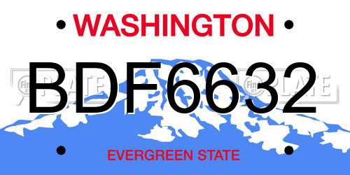 BDF6632 Washington License Plate