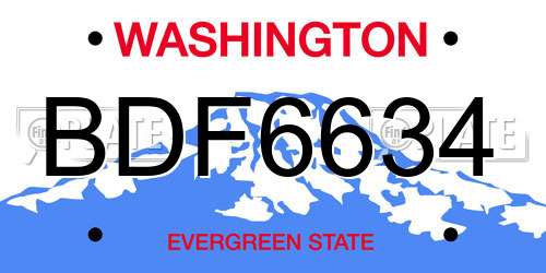 BDF6634 Washington License Plate
