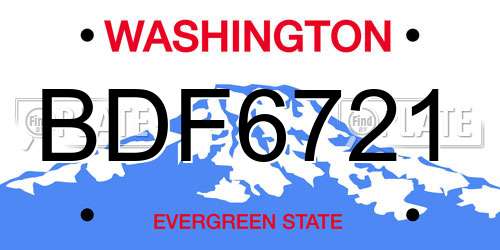 BDF6721 Washington License Plate