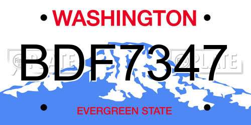 BDF7347 Washington License Plate
