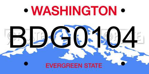 BDG0104 Washington License Plate