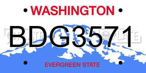 BDG3571 Washington License Plate