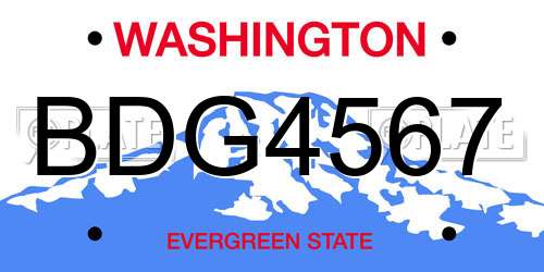 BDG4567 Washington License Plate