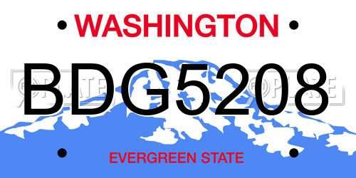 BDG5208 Washington License Plate