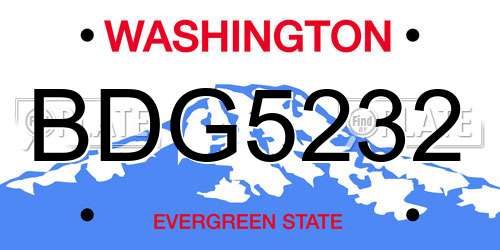 BDG5232 Washington License Plate