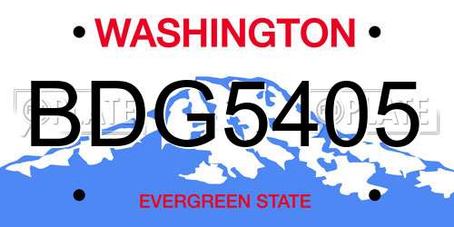 BDG5405 Washington License Plate