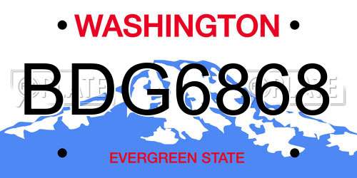 BDG6868 Washington License Plate