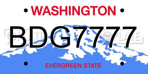 BDG7777 Washington License Plate