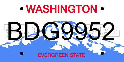 BDG9952 Washington License Plate