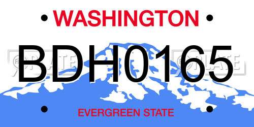 BDH0165 Washington License Plate