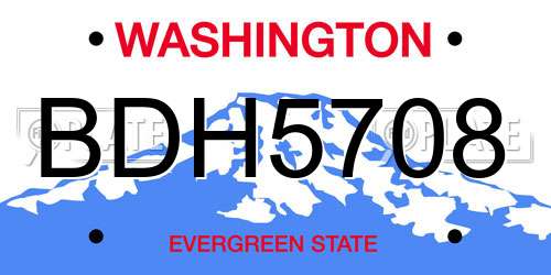 BDH5708 Washington License Plate