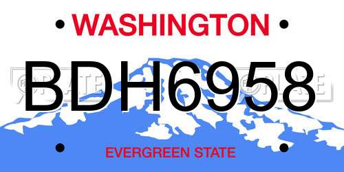 BDH6958 Washington License Plate