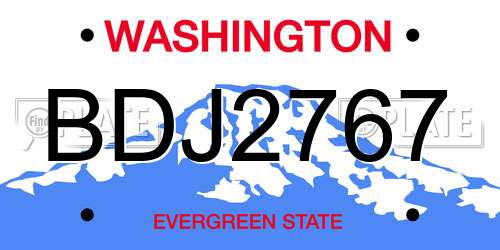 BDJ2767 Washington License Plate