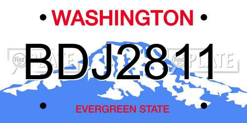 BDJ2811 Washington License Plate