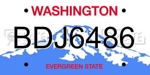 BDJ6486 Washington License Plate