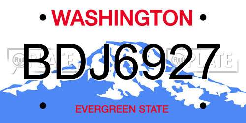 BDJ6927 Washington License Plate