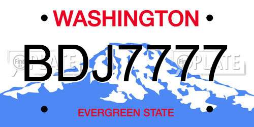 BDJ7777 Washington License Plate