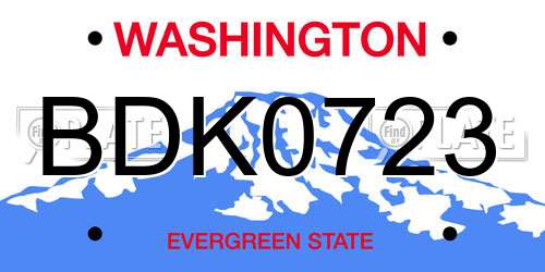 BDK0723 Washington License Plate