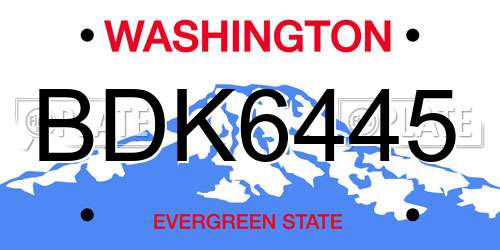 BDK6445 Washington License Plate