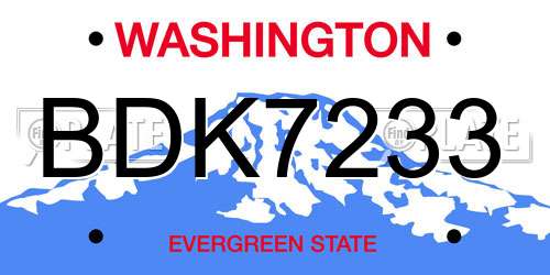 BDK7233 Washington License Plate