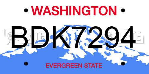 BDK7294 Washington License Plate