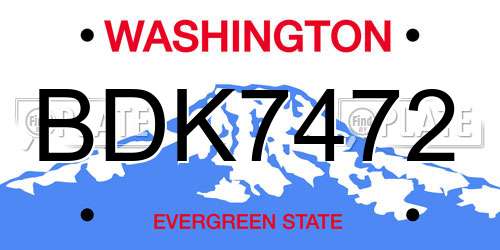 BDK7472 Washington License Plate