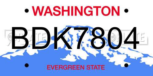 BDK7804 Washington License Plate