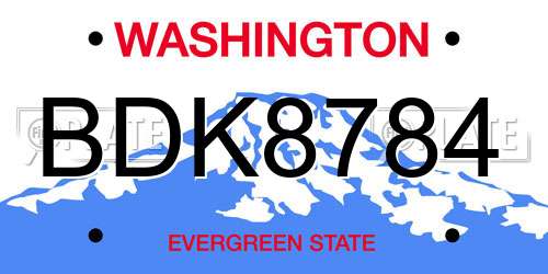 BDK8784 Washington License Plate