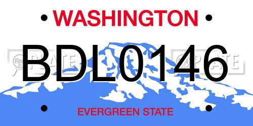 BDL0146 Washington License Plate