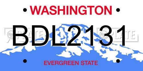 BDL2131 Washington License Plate