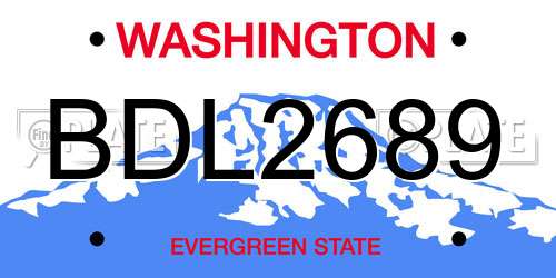 BDL2689 Washington License Plate