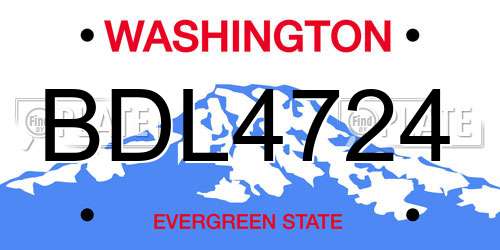 BDL4724 Washington License Plate