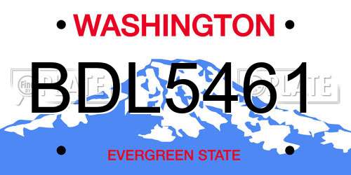 BDL5461 Washington License Plate