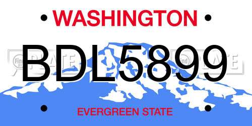 BDL5899 Washington License Plate