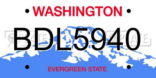 BDL5940 Washington License Plate