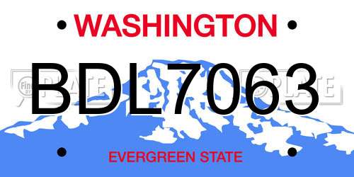 BDL7063 Washington License Plate