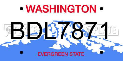 BDL7871 Washington License Plate
